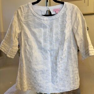 LILLY PULITZER COTTON 3/4 SLEEVE LINED BLOUSE TOP SHIRT - Size 4